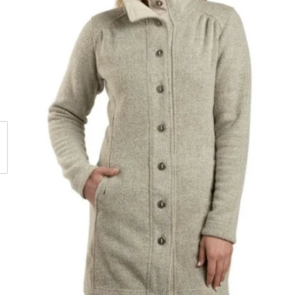 Kuhl Savina women's alfpaca fleece sweater jacket coat XS beige gray - excellent